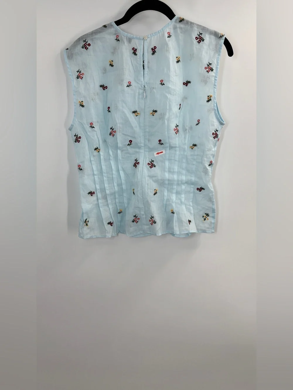 J.Crew Pintuck shell top in ramie with embroidered florals